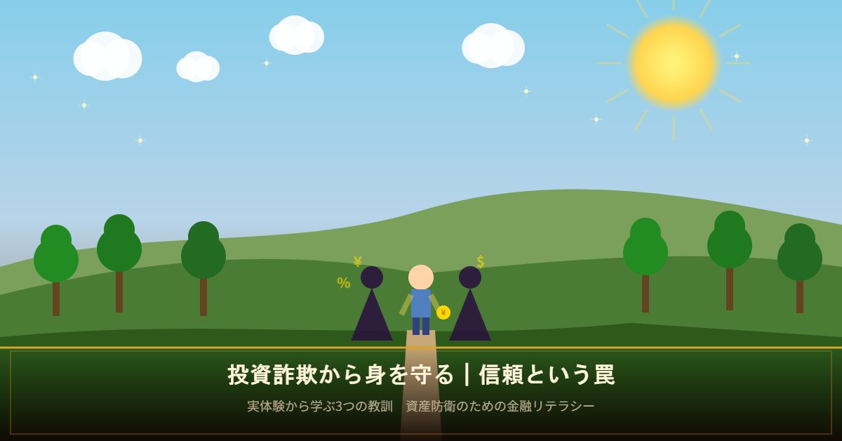 投資詐欺から身を守るジブリ風イラスト